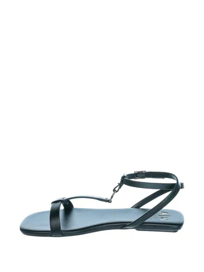 Armani Exchange Logo-plaque Buckle-fastening Sandals In Black