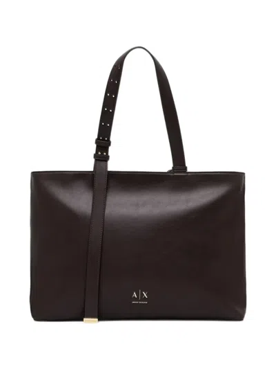 Armani Exchange Logo-plaque Buckle-strap Shoulder Bag In Brown