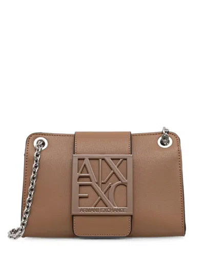Armani Exchange Logo-plaque Chain-link Cross Body Bag In Orange