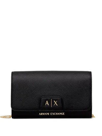 Armani Exchange Logo-plaque Clutch Bag In Black