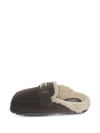 Armani Exchange Logo-plaque Flat Mules In Brown