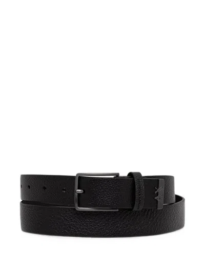 Armani Exchange Logo-plaque Grained Belt In Metallic