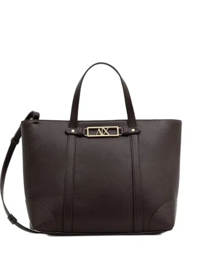 Armani Exchange Logo-plaque Grained Handbag In Red