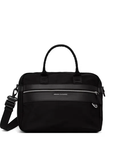 Armani Exchange Logo-plaque Laptop Bag In Black