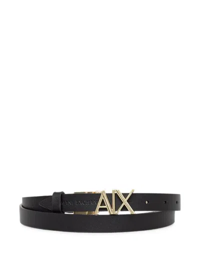 Armani Exchange Logo-plaque Leather Belt In Orange