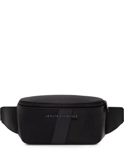 Armani Exchange Logo-plaque Panelled Belt Bag In Black