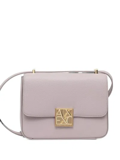 Armani Exchange Logo-plaque Pebbled Cross Body Bag In Purple