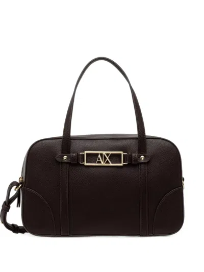 Armani Exchange Logo-plaque Pebbled Handbag In Red