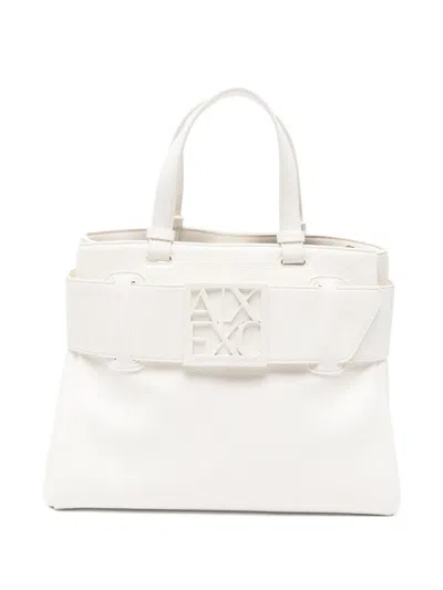 Armani Exchange Logo-plaque Pebbled Leather Tote Bag In Purple