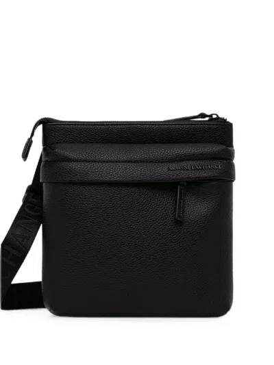 Armani Exchange Logo-plaque Pebbled-effect Belt Bag In Black