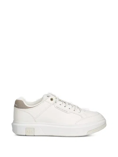 Armani Exchange Logo-plaque Platform Sneakers In White