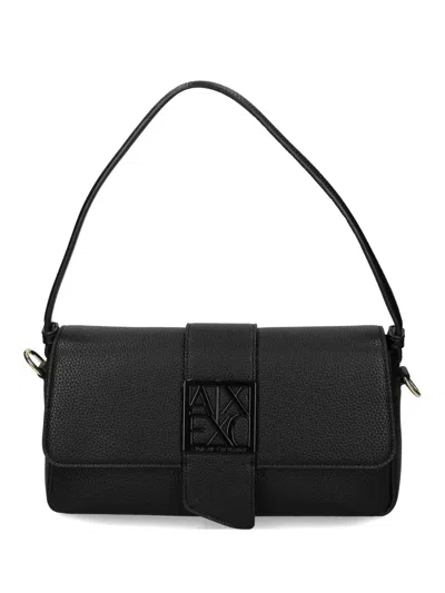 Armani Exchange Logo-plaque Shoulder Bag In Black