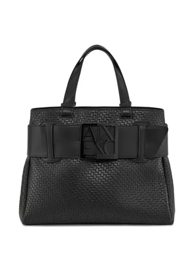Armani Exchange Logo-plaque Shoulder Bag In Black