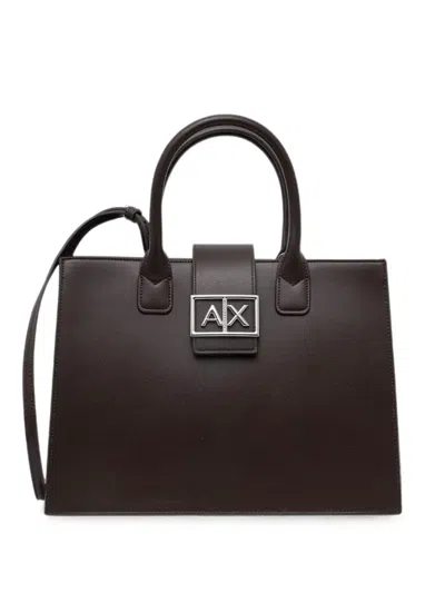 Armani Exchange Logo-plaque Shoulder Bag In Black
