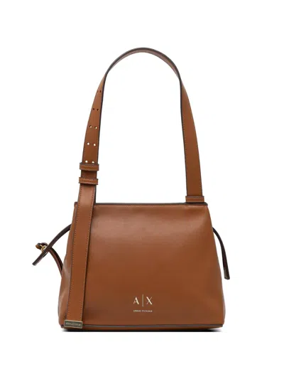 Armani Exchange Logo-plaque Shoulder Bag In Brown