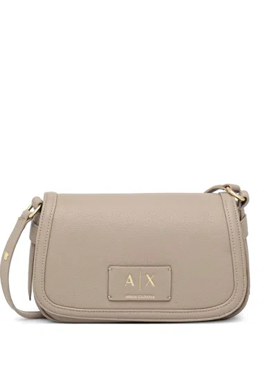 Armani Exchange Logo-plaque Shoulder Bag In Neutral