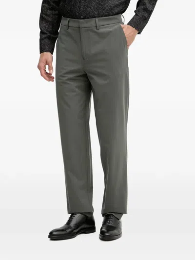 Armani Exchange Logo-plaque Tailored Trousers In Green