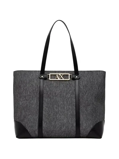 Armani Exchange Logo-plaque Tote Bag In Black