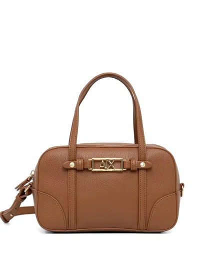 Armani Exchange Logo-plaque Shoulder Bag In Brown