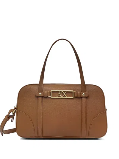 Armani Exchange Logo-plaque Tote Bag In Brown