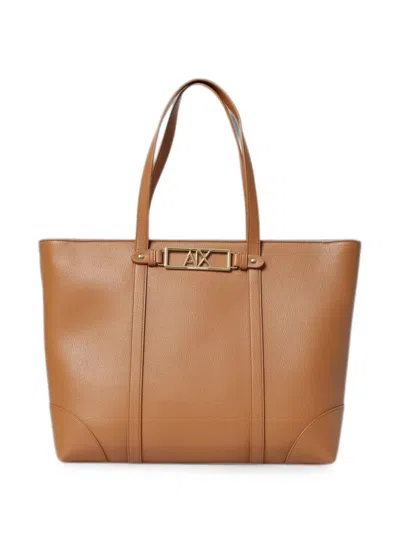 Armani Exchange Logo-plaque Tote Bag In Brown