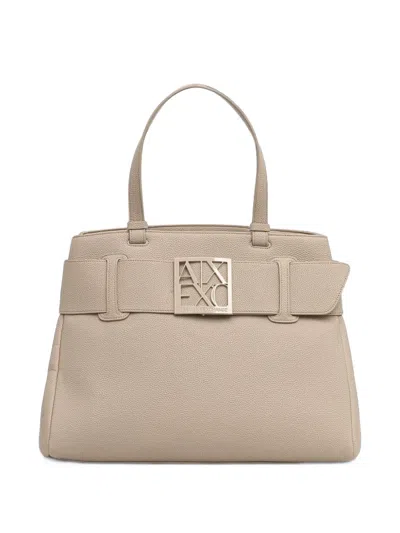 Armani Exchange Logo-plaque Tote Bag In Brown