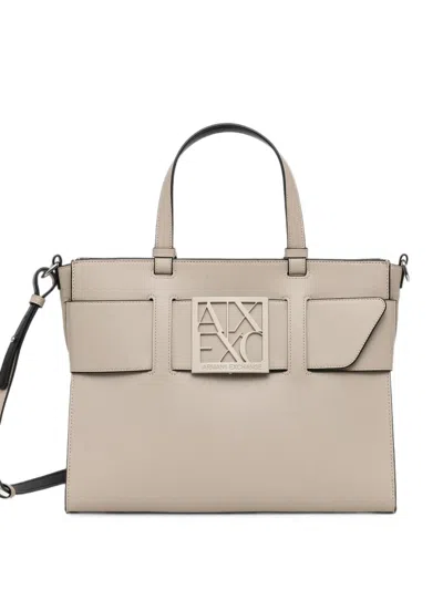 Armani Exchange Logo-plaque Tote Bag In Pattern