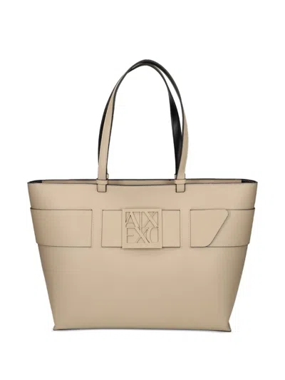 Armani Exchange Logo-plaque Tote Bag In Purple