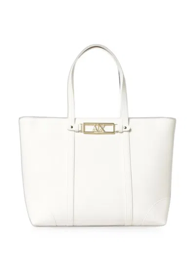 Armani Exchange Logo-plaque Tote Bag In White