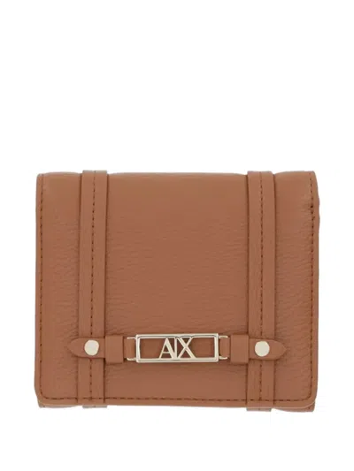 Armani Exchange Logo-plaque Wallet In Brown