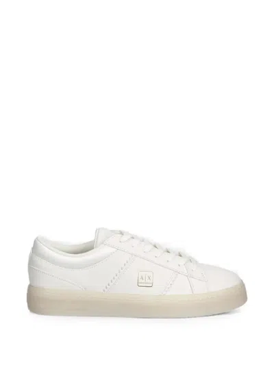 Armani Exchange Logo-plaque Zigzag-stitch Sneakers In White