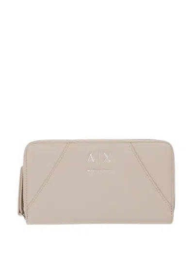 Armani Exchange Logo-plaque Zip-around Wallet In Neutral