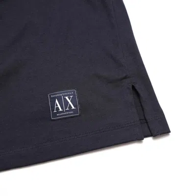 Armani Exchange 【纯棉】男士logo贴布下摆开叉舒适通勤休闲polo衫 In Blue
