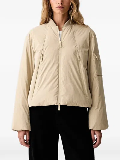 Armani Exchange Logo-print Bomber Jacket In Neutral