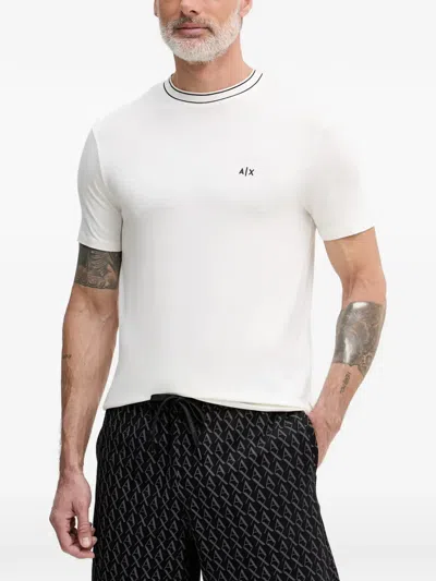 ARMANI EXCHANGE LOGO-PRINT CONTRAST-TRIM T-SHIRT