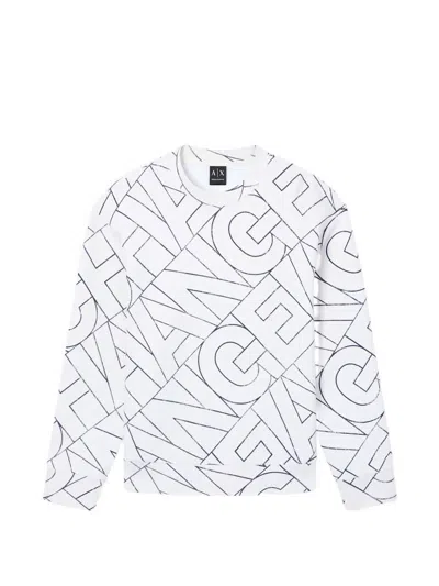 Armani Exchange Logo-print Crew-neck Sweatshirt In White