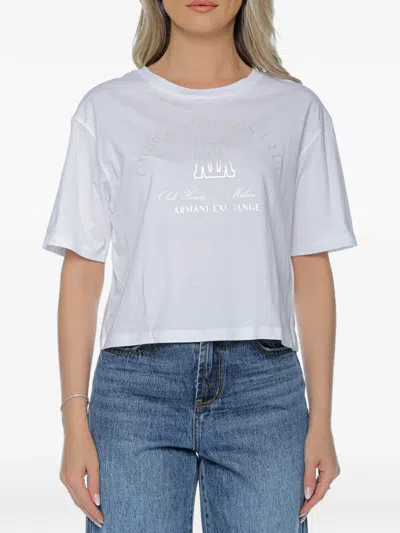 Armani Exchange Logo-print Cropped T-shirt In White