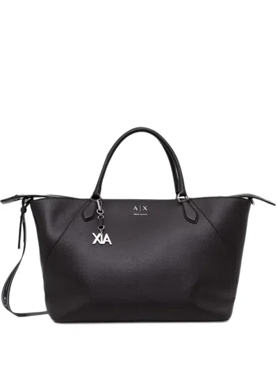 Armani Exchange Logo-print Detachable-strap Tote Bag In Black