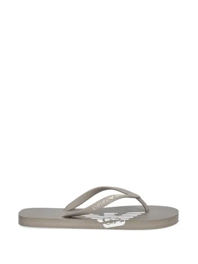 Armani Exchange Logo-print Flip-flops In Gray