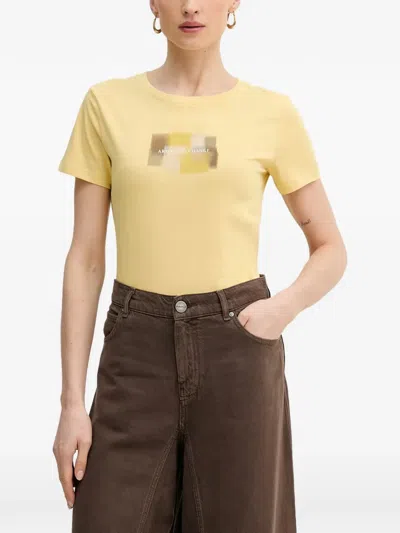 Armani Exchange Logo-print Graphic-print T-shirt In Yellow