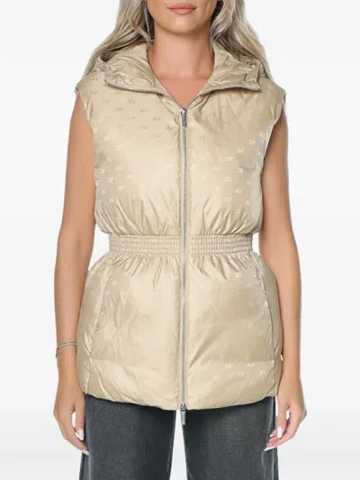 Armani Exchange Logo-print Hooded Sleeveless Jacket In Neutral