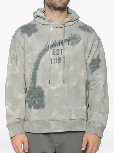 Armani Exchange Logo-print Hoodie In Gray