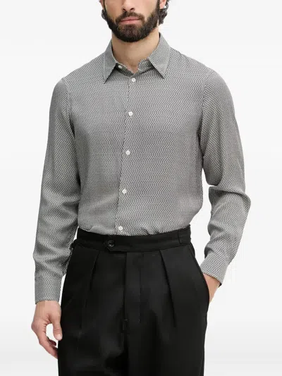Armani Exchange Logo-print Long-sleeve Shirt In Gray