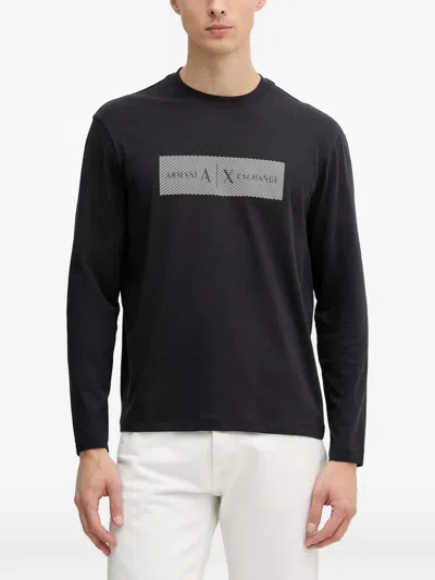 Armani Exchange Logo-print Long-sleeve T-shirt In Black
