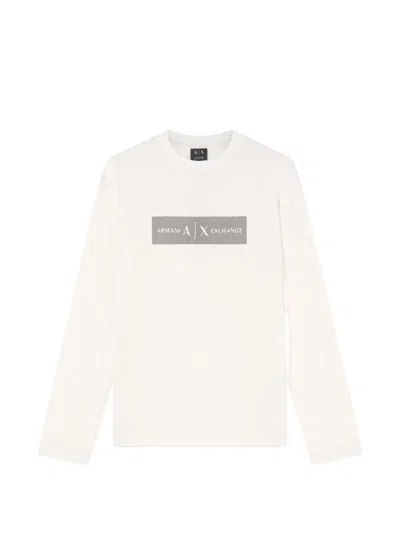 Armani Exchange Logo-print Long-sleeve T-shirt In White