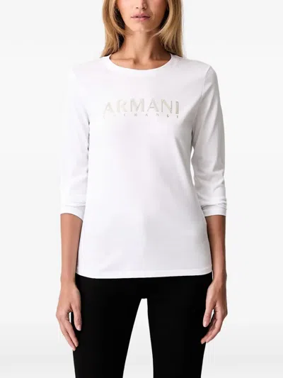 Armani Exchange Logo-print Long-sleeved T-shirt In White