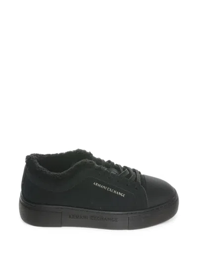 Armani Exchange Logo-print Low-top Sneakers In Black