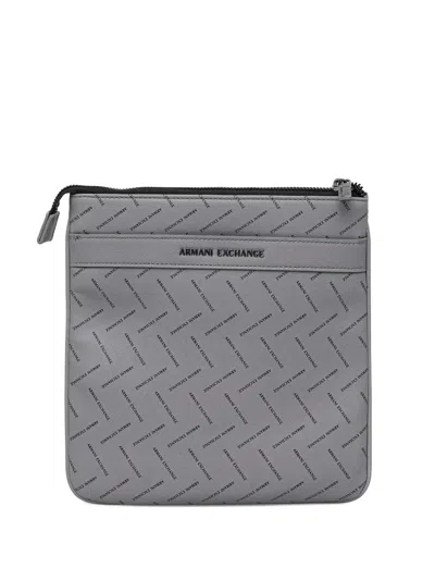 Armani Exchange Logo-print Messenger Bag In Gray