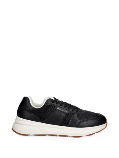Armani Exchange Logo-print Panelled Sneakers In Black