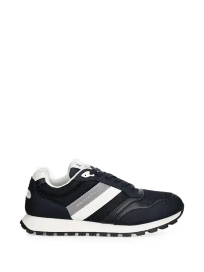 Armani Exchange Logo-print Panelled Sneakers In Blue